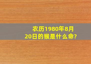 农历1980年8月20日的猴是什么命?