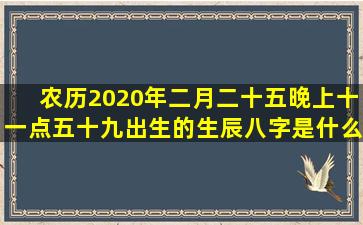 农历2020年二月二十五晚上十一点五十九出生的生辰八字是什么?