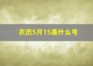 农历5月15是什么号