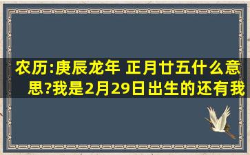 农历:庚辰龙年 正月廿五,什么意思?我是2月29日出生的。还有我是什么...