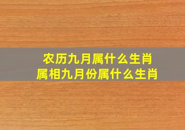 农历九月属什么生肖属相,九月份属什么生肖