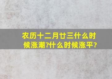 农历十二月廿三什么时候涨潮?什么时候涨平?