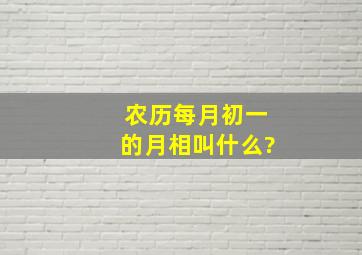 农历每月初一的月相叫什么?