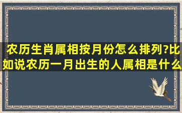 农历生肖属相按月份怎么排列?比如说农历一月出生的人属相是什么,...