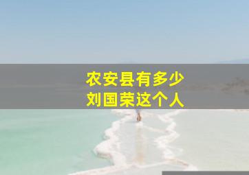 农安县有多少刘国荣这个人