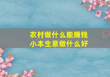 农村做什么能赚钱小本生意做什么好