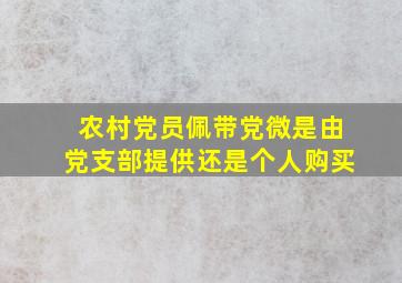 农村党员佩带党微是由党支部提供还是个人购买(