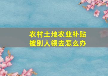 农村土地农业补贴被别人领去怎么办