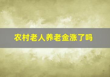 农村老人养老金涨了吗