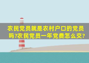 农民党员就是农村户口的党员吗?农民党员一年党费怎么交?