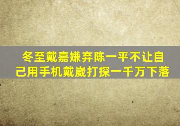 冬至戴嘉嫌弃陈一平不让自己用手机,戴崴打探一千万下落