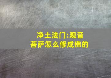 净土法门:观音菩萨怎么修成佛的