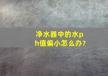 净水器中的水ph值偏小怎么办?