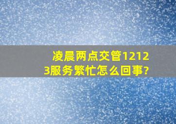 凌晨两点交管12123服务繁忙怎么回事?