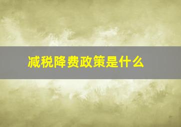 减税降费政策是什么 