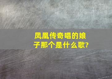 凤凰传奇唱的娘子那个是什么歌?