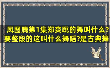 凤图腾第1集郑爽跳的舞叫什么?要整段的,这叫什么舞蹈?是古典舞吗?