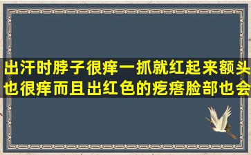 出汗时脖子很痒,一抓就红起来,额头也很痒,而且出红色的疙瘩,脸部也会...