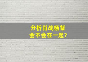 分析肖战杨紫会不会在一起?