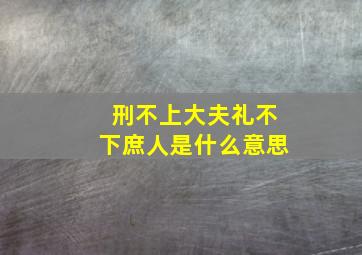 刑不上大夫礼不下庶人是什么意思(