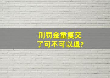 刑罚金重复交了可不可以退?