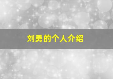 刘勇的个人介绍