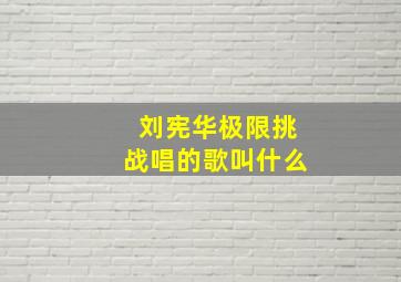 刘宪华极限挑战唱的歌叫什么