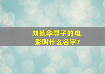 刘德华寻子的电影叫什么名字?