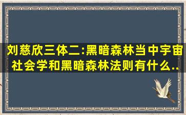 刘慈欣《三体二:黑暗森林》当中宇宙社会学和黑暗森林法则有什么...