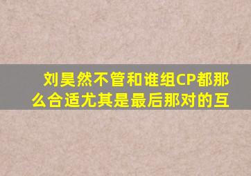 刘昊然不管和谁组CP都那么合适,尤其是最后那对的互