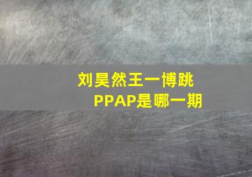 刘昊然王一博跳PPAP是哪一期