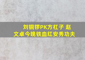 刘铜锣PK方杠子 赵文卓今晚《铁血红安》秀功夫