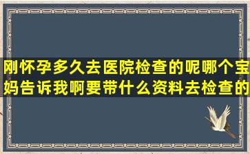 刚怀孕多久去医院检查的呢,哪个宝妈告诉我啊,要带什么资料去检查的...