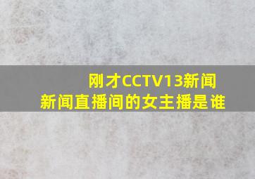 刚才CCTV13新闻,新闻直播间的女主播是谁