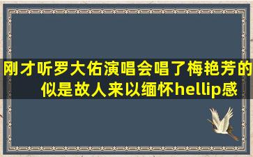 刚才听罗大佑演唱会,唱了梅艳芳的似是故人来以缅怀…感动啊,太喜欢...