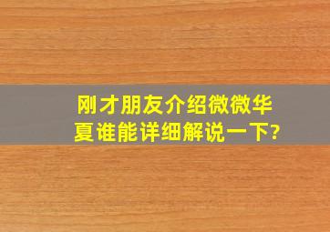 刚才朋友介绍微微华夏,谁能详细解说一下?