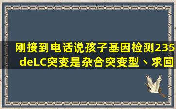 刚接到电话说孩子基因检测235deLC突变、是杂合突变型丶求回答是...