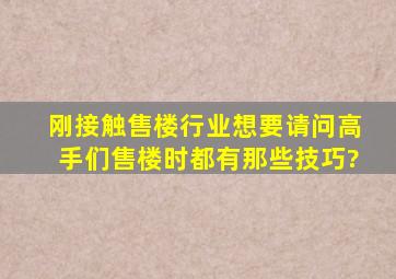 刚接触售楼行业,想要请问高手们售楼时都有那些技巧?