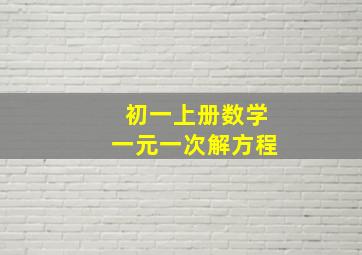 初一上册数学一元一次解方程