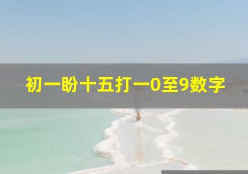 初一盼十五打一0至9数字