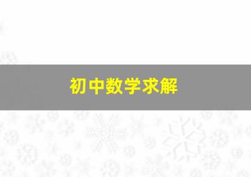 初中数学求解