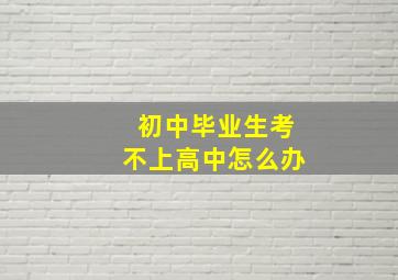 初中毕业生考不上高中怎么办(