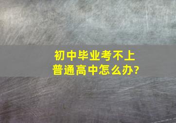 初中毕业考不上普通高中,怎么办?