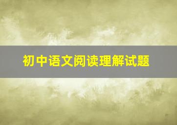 初中语文阅读理解试题