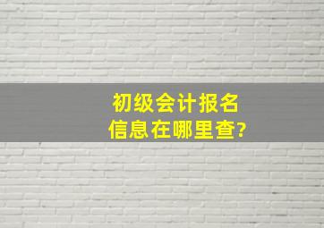 初级会计报名信息在哪里查?