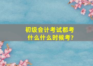 初级会计考试都考什么,什么时候考?