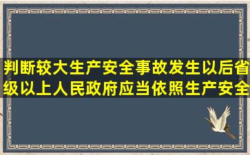 判断较大生产安全事故发生以后,省级以上人民政府应当依照生产安全...