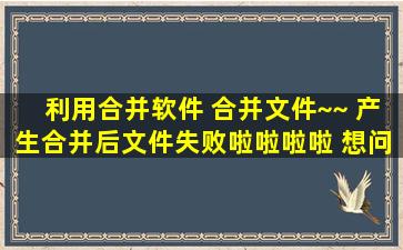 利用合并软件 合并文件~~ 产生合并后文件失败啦啦啦啦。。 想问下,...