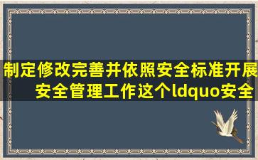 制定、修改、完善并依照安全标准开展安全管理工作。这个“安全标准...