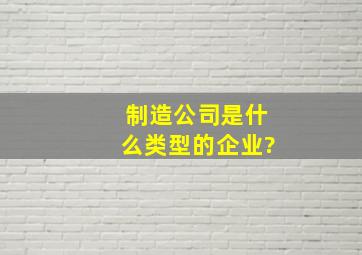 制造公司是什么类型的企业?